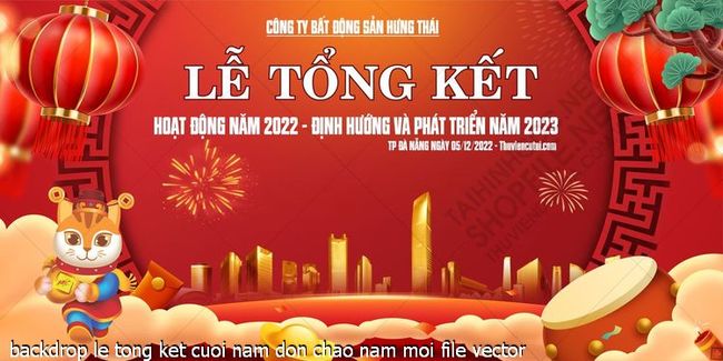 backdrop le tong ket cuoi nam don chao nam moi file vector